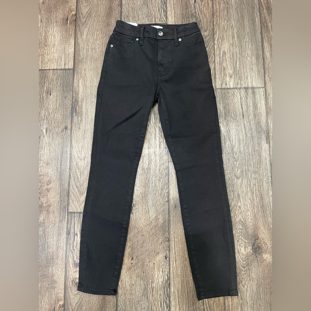 Good American Good Legs Crop Jeans Black Sz 0 NEW #1